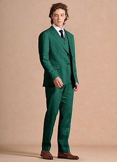 front Harrison Smaragd 3-teiliger Anzug aus 100 % Leinen