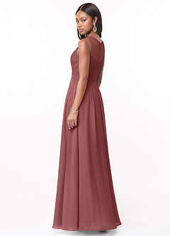 Azazie Gigi Final Sale Dolphin Grey A-Line Pleated Chiffon Dress image3