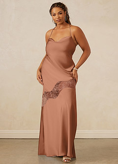 Christian Siriano Bridal for Azazie 1012 Bridesmaid Dresses Bronzer Sheath Lace Stretch Satin Dress image10