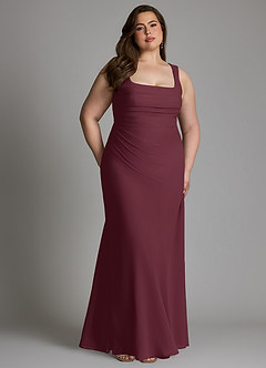 Azazie Agustina Bridesmaid Dresses Cabernet Mermaid Corset Chiffon Dress image12