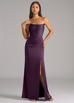 Azazie Marla Bridesmaid Dresses Plum Sheath Strapless Stretch Satin Convertible Dress image3