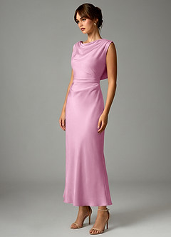 Azazie Kieryn Robes de demoiselle d'honneur Robe Sirène en Satin extensible Plissée Rose Bonbon image4
