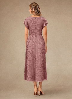 Azazie Vera Mother of the Bride Dresses Dusty Rose A-Line Pleated Floral Burnout Dress image4