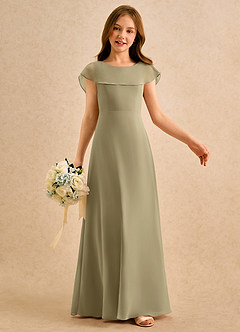 Azazie Kittie Girls Formal Flower Girl Klänningar Klä A-Line i Chiffong image6