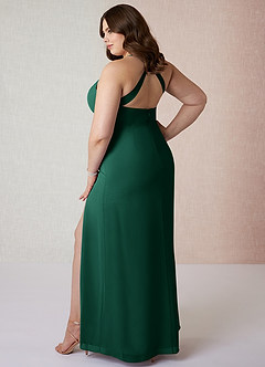 Azazie Manila Bridesmaid Dresses Emerald Sheath V-Neck Chiffon Dress image10