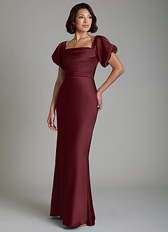 Azazie Lea Brudtärnklänningar Klänning av Sjöjungfru i Stretch Satin Off the shoulder Cabernet Konvertibel image4