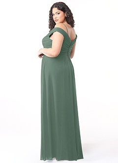 Azazie Audrianna Bridesmaid Dresses Eucalyptus A-Line Off-The-Shoulder Gathered Chiffon Convertible Dress image10