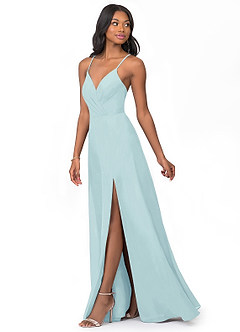 Azazie Everleigh Bridesmaid Dresses Sea Glass A-Line Sweetheart Pleated Chiffon Dress image6