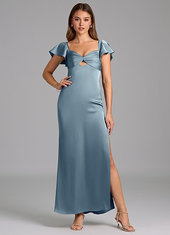 Azazie Demia 신부 들러리 드레스 쉬스 스윗하트 네크라인 스트레치 새틴 발목 길이 드레스 image5