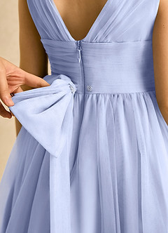 Azazie Macaron Robe Demoiselle D'honneur Fillette Robe Trapèze en Tulle Plissée Eis image6