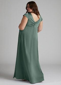 Azazie Allessia Maternity Bridesmaid Dresses A-Line Pleated Stretch Satin Floor-Length Dress image8