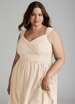 Azazie Angie Abiti da Damigella Abito A-Line in Chiffon Corsetto Alabastro Bianco image16