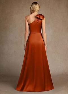 Azazie Easton Mother of the Bride Dresses Burnt Orange A-Line One Shoulder Stretch Satin Dress image3