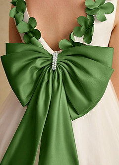 Azazie Lilli Flower Girl Dresses Ivory Basil A-Line Bow Tulle Dress image6