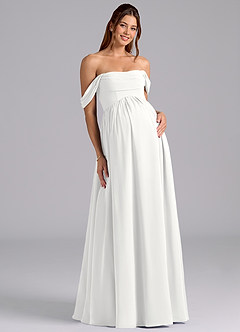 Azazie Saige Brautjungfernkleider für Schwangere A-Linie Plissee Chiffon Bodenlänge Kleid image3