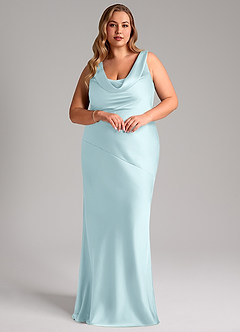 Azazie Rylina Bridesmaid Dresses Cloud Blue Mermaid Stretch Satin Dress image9