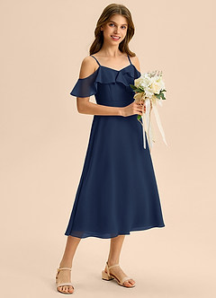 Azazie Kamilla Junior Klä av A-Line i Chiffong Av axeln image1