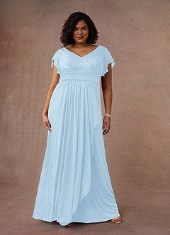 Azazie Reneya Mother of the Bride Dresses Sky Blue A-Line Pleated Mesh Dress image7