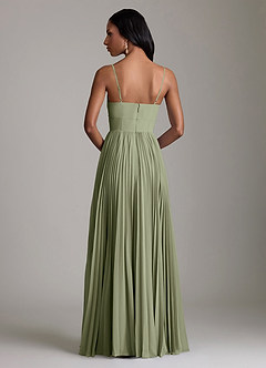 Azazie Akiko Vestidos de damas de honor Vestido de Pistacho de Gasa de Corte en A con Escote de Corazón image5