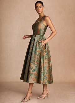 Robe Mi-Longue Sarcelle Vintage Ainslee image5
