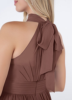 Azazie Iman Bridesmaid Dresses Espresso A-Line A-Line Ruched Chiffon Dress image7