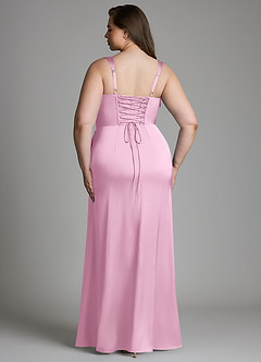 Azazie Sierra Bridesmaid Dresses Candy Pink A-Line Corset Stretch Satin Dress image9