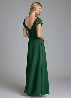 Azazie Omari Bridesmaid Dresses Dark Green A-Line Chiffon Dress image2