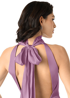 Azazie x Delaney Robes de demoiselle d'honneur Robe Fourreau en Satin extensible Col Haut Glycine image5