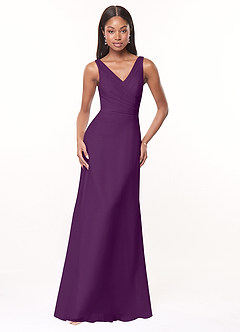 Azazie Nala Brautjungfernkleider A-Linie Plissee Chiffon Kleid Traube image1