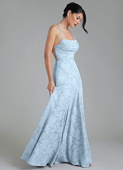 Azazie Tatum Bridesmaid Dresses Sky Blue A-Line Corset Floral Burnout Dress image7