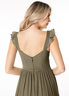 Azazie Stassie Bridesmaid Dresses Willow Green A-Line Sweetheart Ruched Chiffon Dress image6