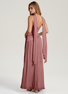 Azazie Tierney Abiti da Damigella Abito Convertibile A-Line in Chiffon Senza Cinturino Rosa Del Deserto image4