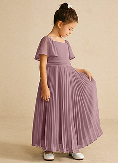 Azazie Bun Bun Flower Girl Dresses Dusty Rose A-Line Pleated Chiffon Dress image5