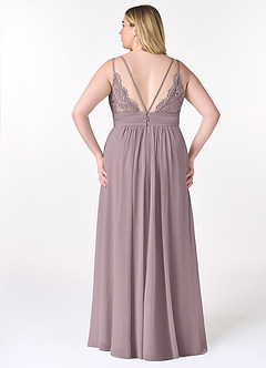 Azazie Maren Allure Abiti da Damigella Abito A-Line in Chiffon con Scollo a V in Pizzo Dusk image7