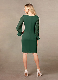 Azazie London Mother of the Bride Dresses Dark Green Sheath Mesh Dress image2