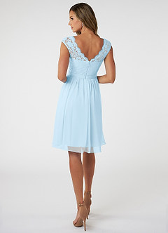 Azazie Shivani Final Sale Sky Blue A-Line Lace Chiffon Dress image4