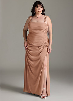 Azazie Jesaphine Bridesmaid Dresses Champagne Rose Sheath Bow Chiffon Dress image8