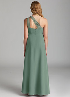 Azazie Maive Junior A-Linie Plissee Chiffon Kleid Eukalyptus image3