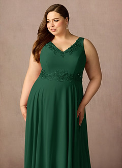 Azazie Devana Mother of the Bride Dresses Dark Green A-Line Sequins Chiffon Dress image15