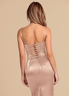 Azazie Sorrel Suknie dla druhen Syrena Gorset Metaliczny satynowy Do ziemi Sukienka image8