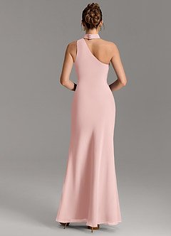 Azazie Seona Robes de demoiselle d'honneur Robe Sirène en Mousseline de soie Asymétrique Rose Poudré image2