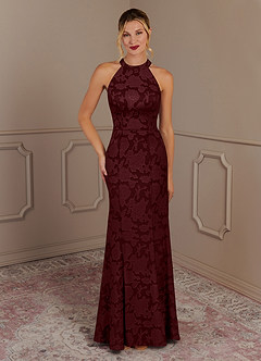Azazie Tyra Mother of the Bride Dresses Cabernet Mermaid Floral Burnout Dress image1