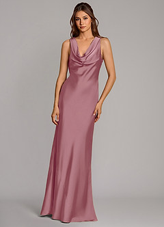 Azazie Cheryl Bridesmaid Dresses Vintage Mauve Mermaid Stretch Satin Dress image4