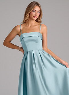 Azazie Lucienne Vestidos de damas de honor Vestido de Azul Malhumorado de Satén Elástico de Corte en A Convertible con Sin tirantes image2