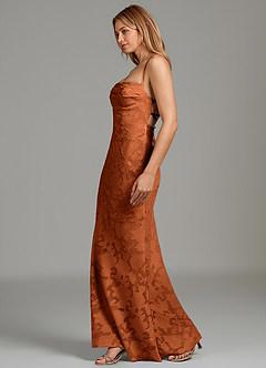 Azazie Ola Bridesmaid Dresses Burnt Orange Mermaid Corset Floral Burnout Dress image5