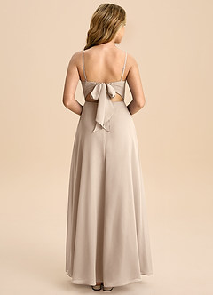 Azazie Shale Junior Robe Trapèze en Mousseline de soie Arc Taupe image1