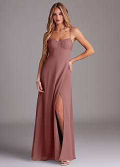 Azazie Breonna Abiti da Damigella Abito A-Line in Chiffon Scollo a Cuore Rosa Del Deserto image1