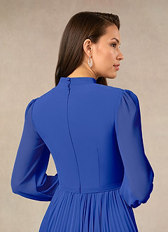 Azazie Adellah Mother of the Bride Dresses Royal Blue A-Line Pleated Chiffon Dress image4