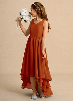 Azazie Kitten Junior Formal Jurken voor bloemenmeisjes A-Lijn Jurk van Chiffon Paprika image5