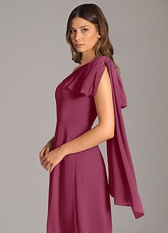 Azazie Tella Bridesmaid Dresses Mulberry A-Line One Shoulder Chiffon Dress image8